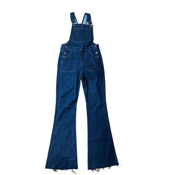 Madewell Flea Market Flare Denim Overall in Dark Washed indigo Sz Small - Picture 4 of 14